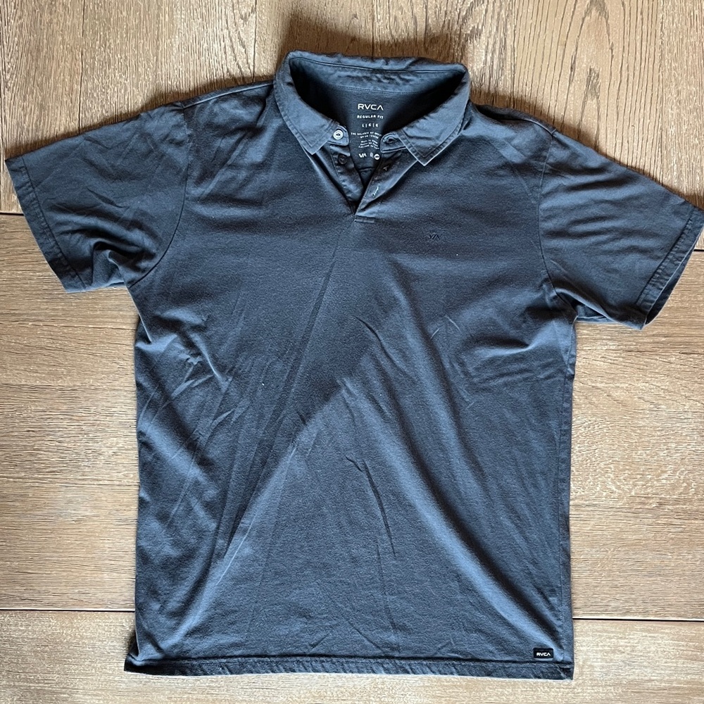 RVCA Men's Dark Gray Short Sleeve Polo